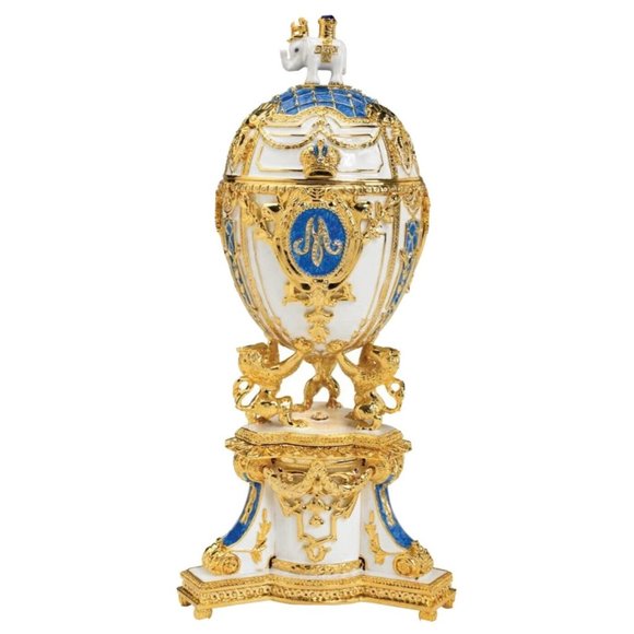 Egg Design Toscano Empress Galina Collectible Enameled Trinket Box Jeweled Blue - Picture 1 of 3